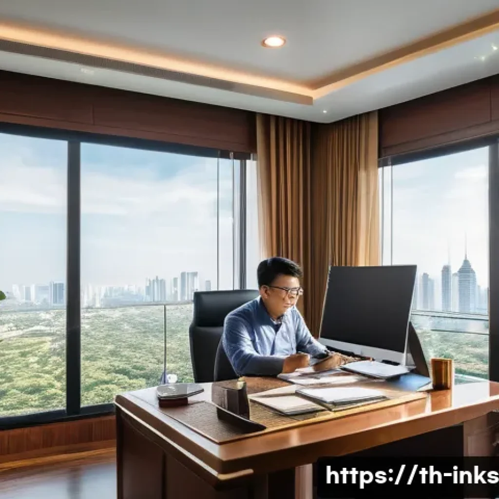 감정적 투자 회피를 위한 실질적 정보 - A professional Thai investor sitting at a modern desk in a bright home office, analyzing financial c...