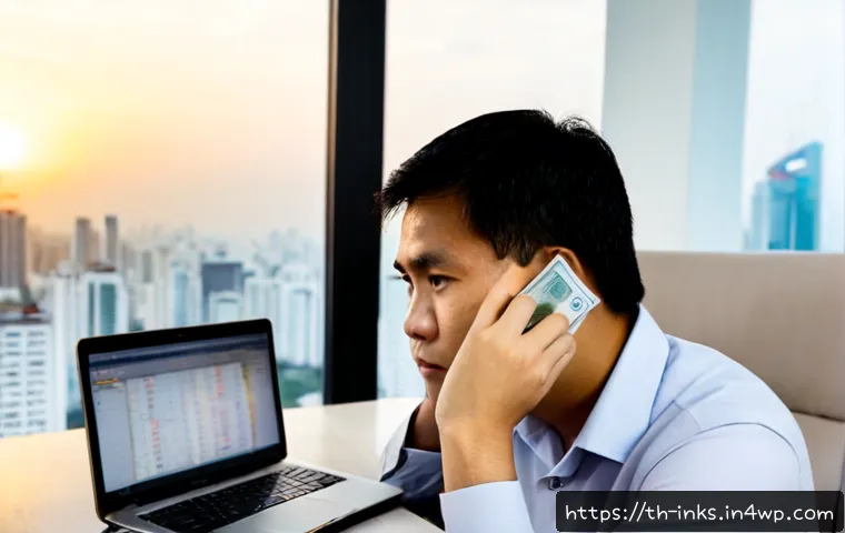 Home 17 감정적 투자 오류에 관한 심리학적 접근 - Photorealistic Thai individual investor in a modern Bangkok apartment, seated at a clean desk with a...